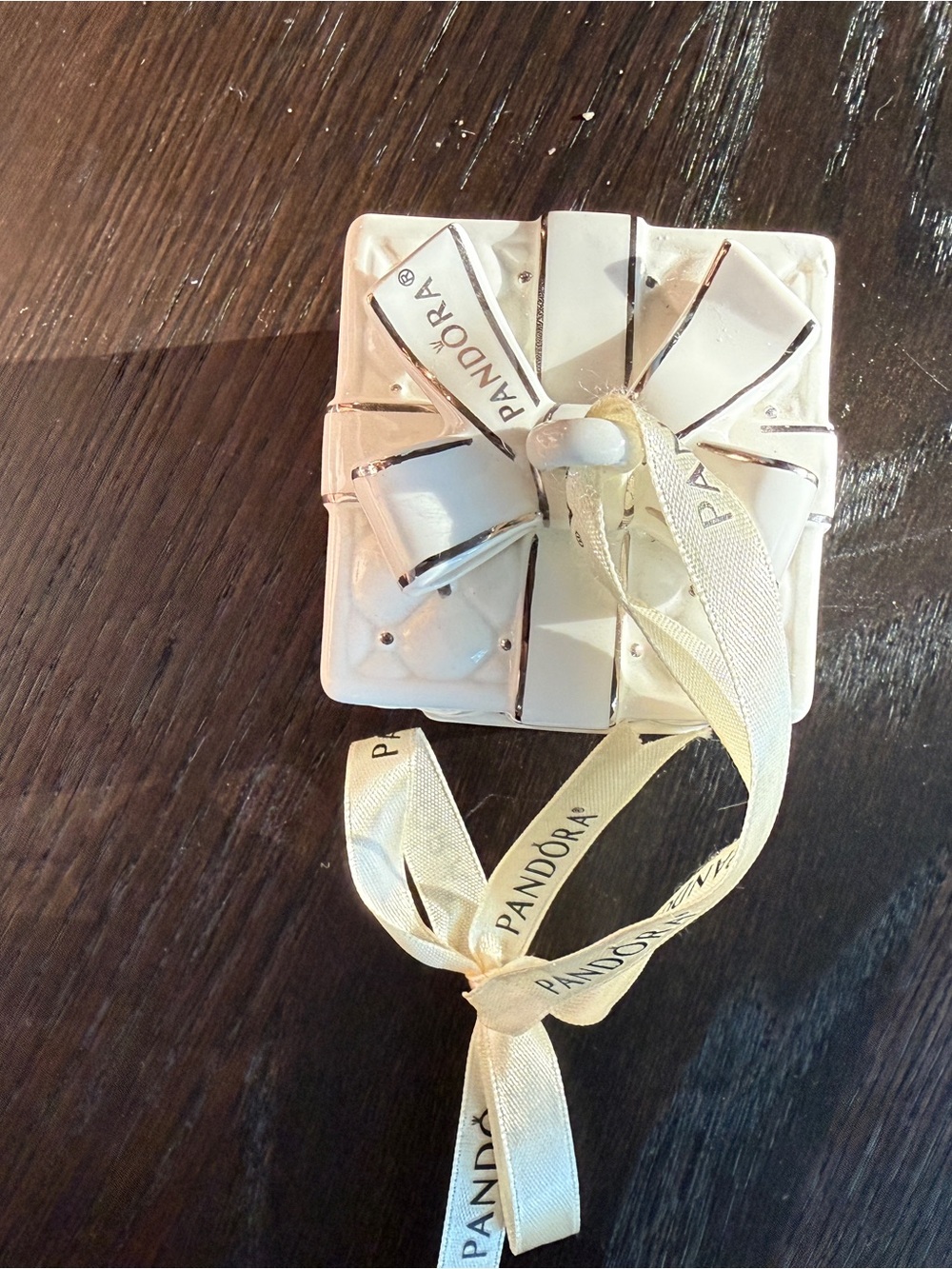 Pandora Cream Decorative Gift Box Ornament with Branded Ribbon